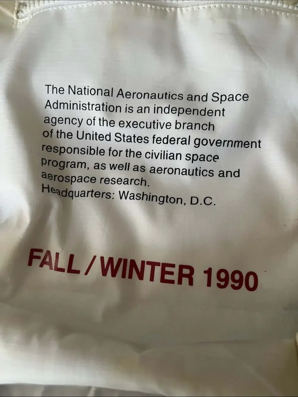 Rare Heron Preston fall/winter 1990 nasa backpack flawed
